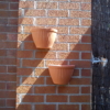 Terracotta wall planters hung on a wall