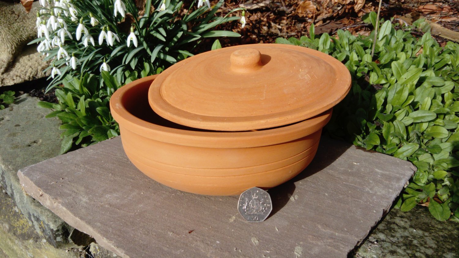 9 inch Unglazed Curry Bowl with Lid Terracotta World