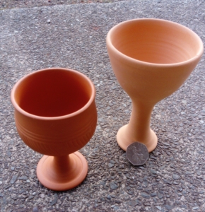unglazed clay wine glasses and goblets