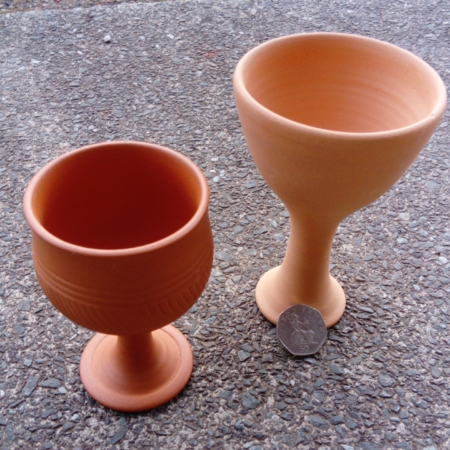 unglazed clay wine glasses and goblets