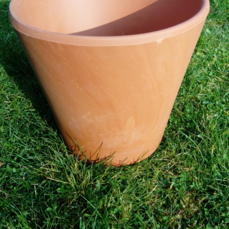 photo of a terracotta 20cm high conical pot